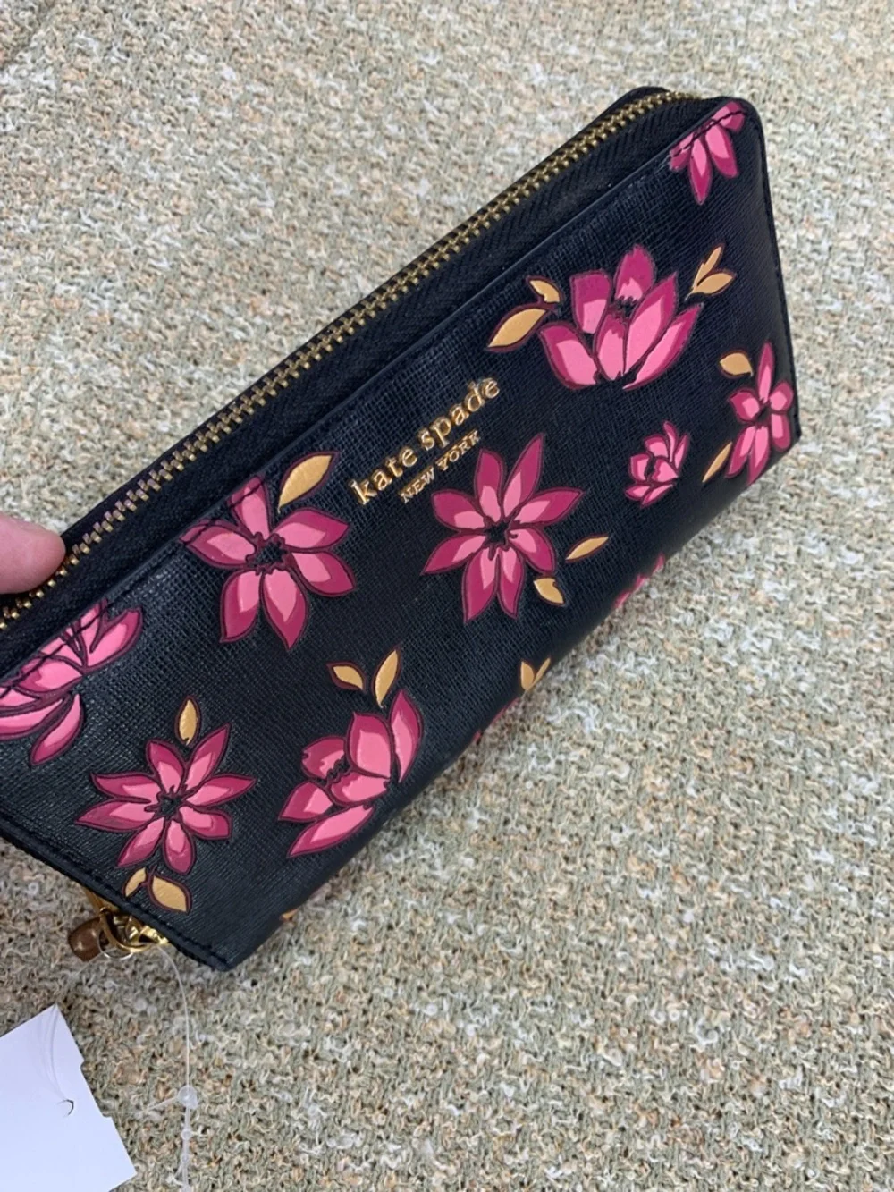 kate spade Black Wallet with Pink Floral Print